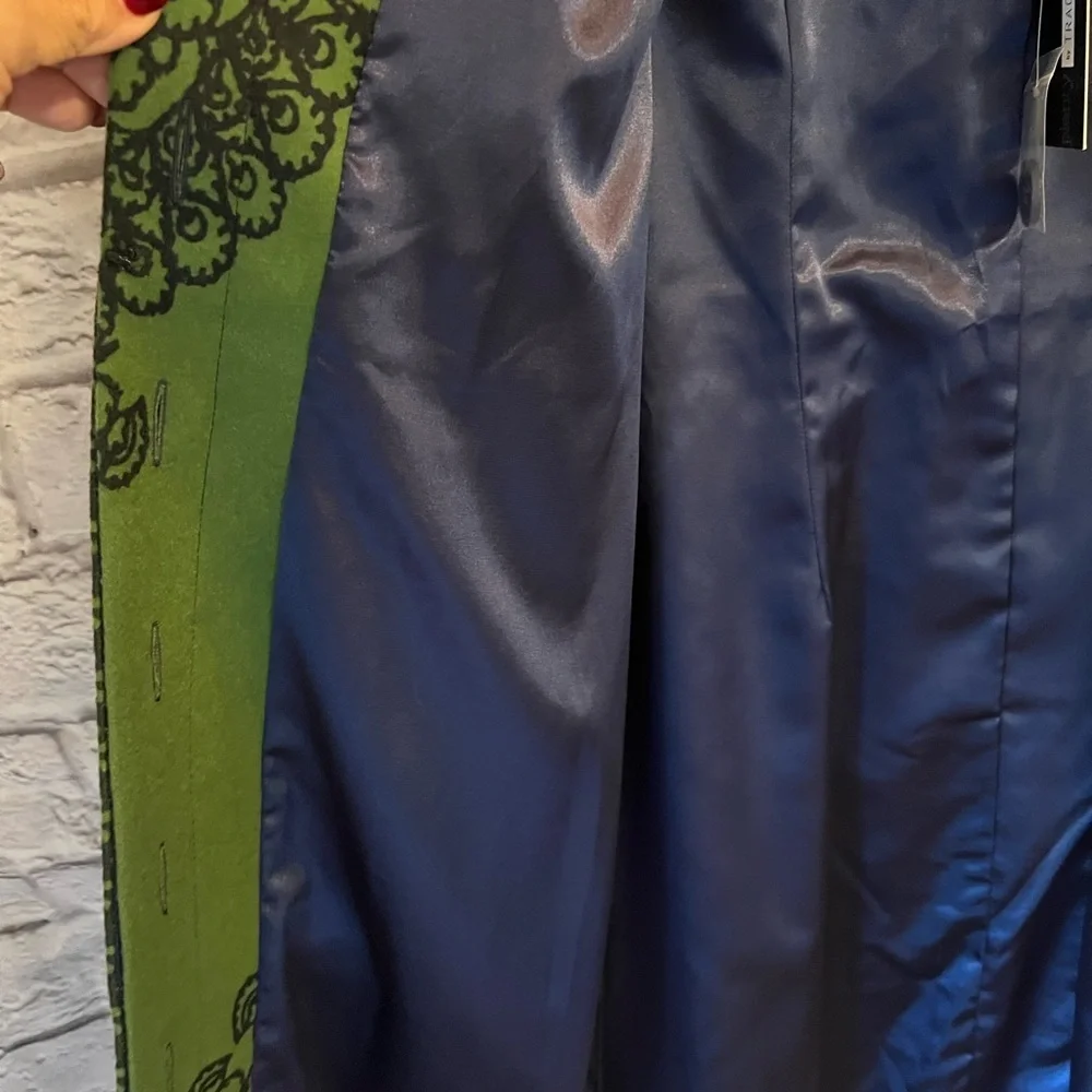 Plenty by Tracy Reese NWT size 4  button up Jacket. Green with navy  blue lining - Picture 11 of 14